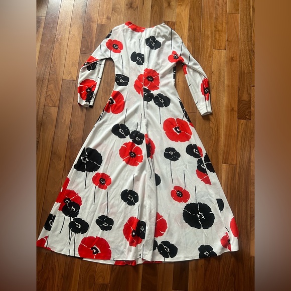 Vintage 70s Floral Print Long Sleeve Dress ❤️🤍🖤 - Picture 2 of 4